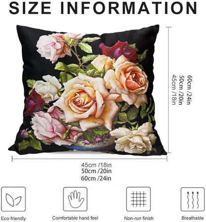Elegant Velvet Floral 28x28 Pillow Cover Double Sides Handmake Rose Bouquet - Image 2