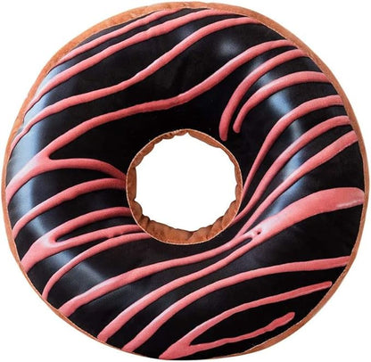 HYSEAS Round Throw Pillow 14 Inch Chocolate Pink Donut, 3D Digital Print by HYSEAS
