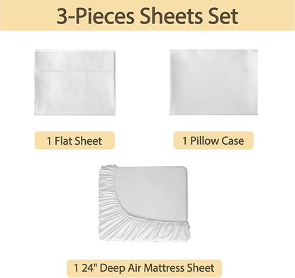 Air Mattress Sheet Set Twin Size, 3 Piece Deep Pocket Bed Sheet Set - Image 2