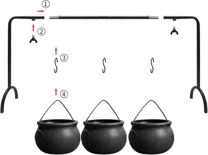 Halloween Decorations Indoor, 3 Pack Witches Cauldron Serving Bowls on Rack