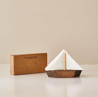 HMC Wooden Sailboat Napkin Holder – The Smooth Sailor Nautical Tabletop by Hoyt+Mercantile+Co