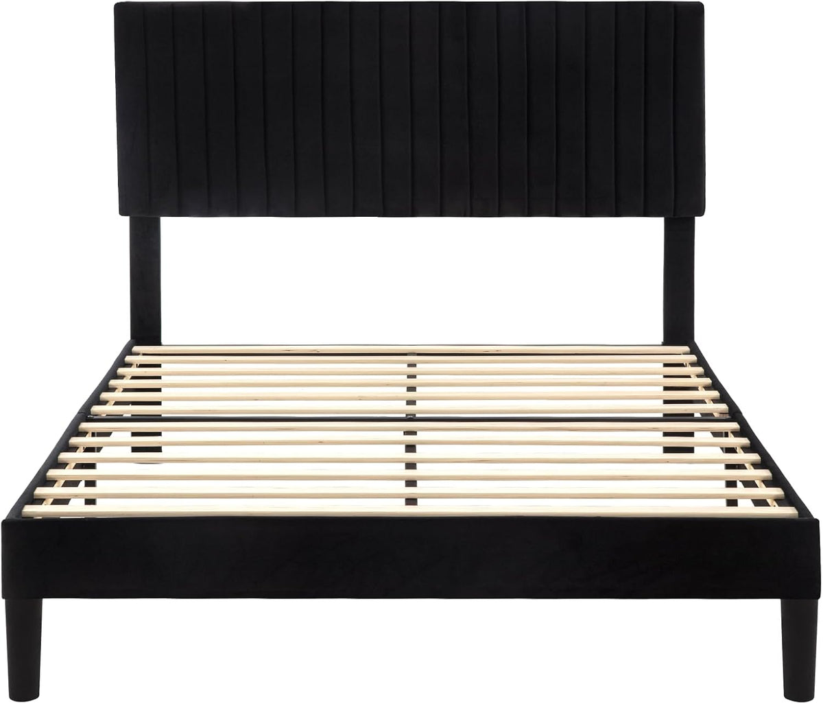 allewie full bed frame, velvet upholstered platform bed, view 9