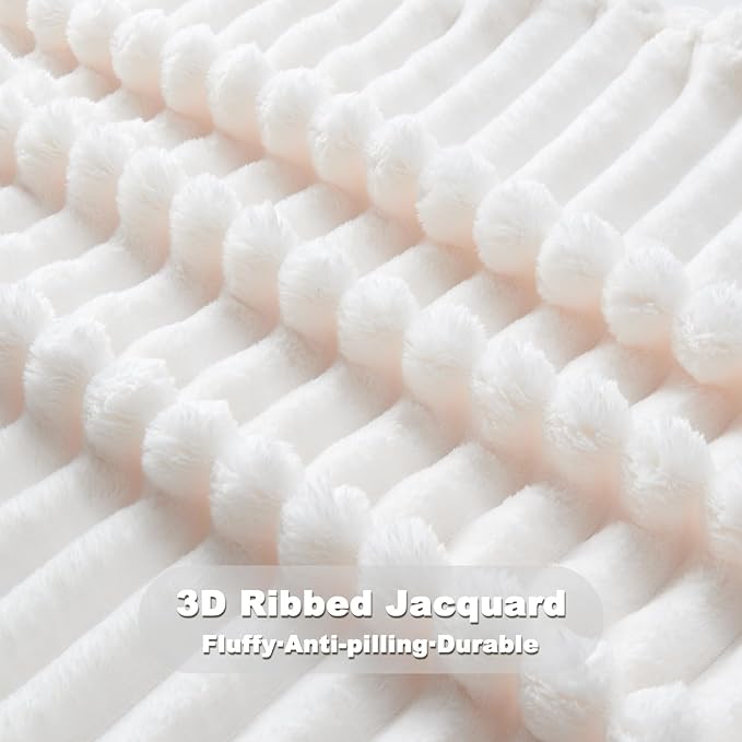 NEWCOSPLAY Super Soft Queen Blanket Ivory Premium Silky Flannel Fleece 3D - Image 5