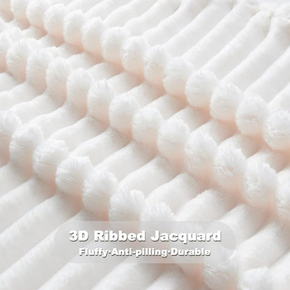 NEWCOSPLAY Super Soft Queen Blanket Ivory Premium Silky Flannel Fleece 3D - Image 5