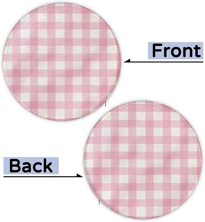 Gingham Pink Round Chair Cushions - Image 6