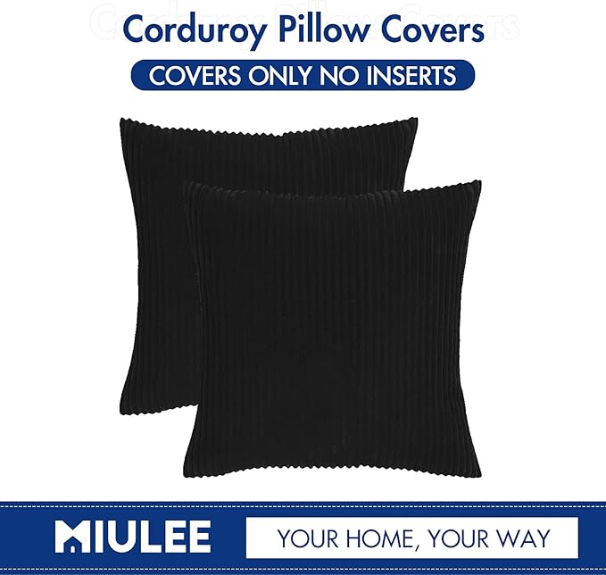 MIULEE Winter Pack of 2 Corduroy Soft Soild Decorative Square Throw Pillow - Image 6
