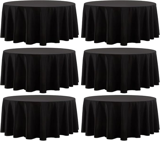 Round Tablecloth 6 Pack 90 Inch Black Tablecloths Washable Decorative Linen by AOCOZHomeLifeMuseum