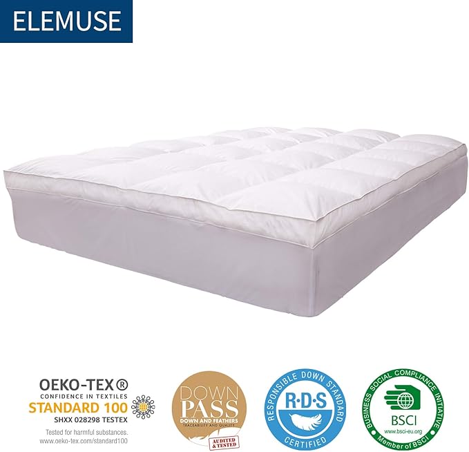 ELEMUSE Queen Size Extra Thick Fusion Goose Down Feather Filled Mattress Topper - Image 6