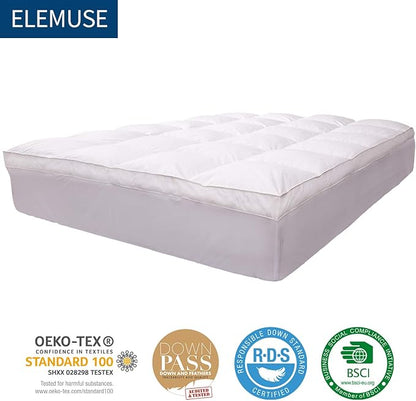 ELEMUSE King Size Extra Thick Fusion Goose Down Feather Filled Mattress Topper - Image 6