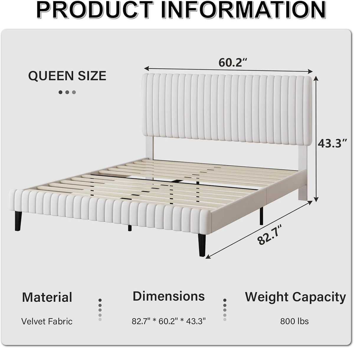 barnfurin queen upholstered bed frame with adjustable headboard shown in use