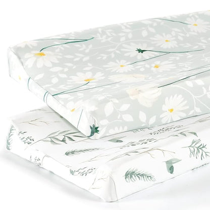 GRSSDER Stretch Ultra Soft Jersey Knit Changing Pad Cover Set 2 Pack, Change by BUYNOW