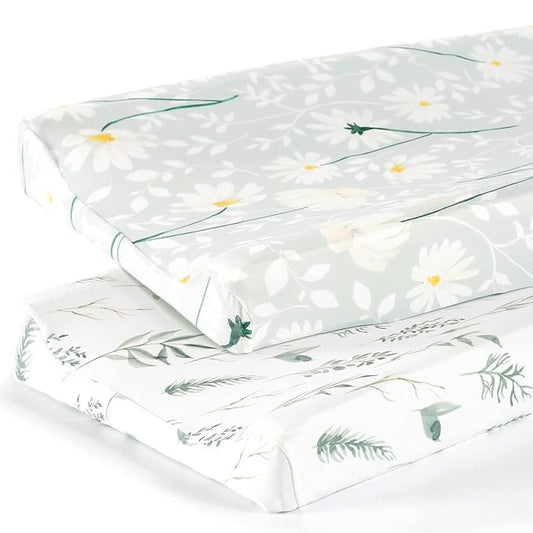 GRSSDER Stretch Ultra Soft Jersey Knit Changing Pad Cover Set 2 Pack, Change by BUYNOW