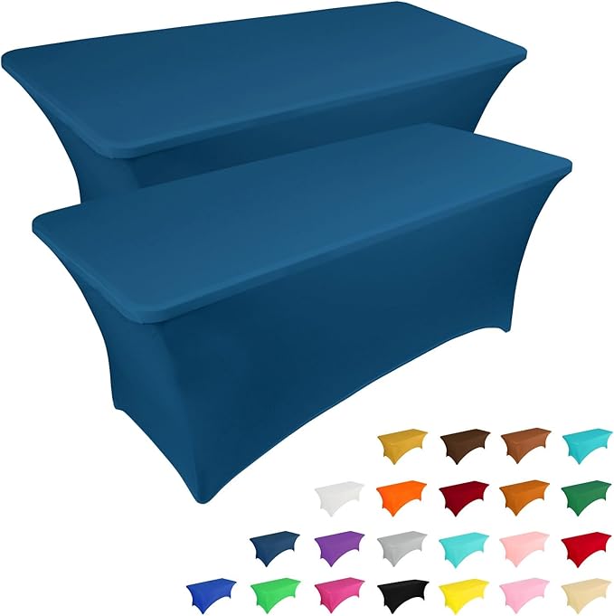 IVAPUPU 2 Pack 6FT Table Cloth for Rectangular Fitted Events Stretch Jean Color by IVAPUPU