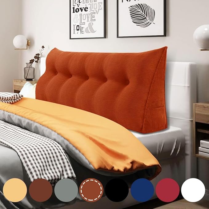 WOWMAX 100% Cotton Corduroy Headboard Pillow – Queen Size Back Support Reading by WOWMAX
