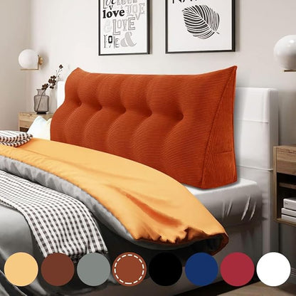 WOWMAX 100% Cotton Corduroy Headboard Pillow – Queen Size Back Support Reading by WOWMAX