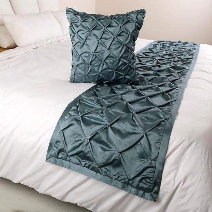 The HomeCentric Designer Blue Full 68 x 18 inch Bed Runner - Image 4