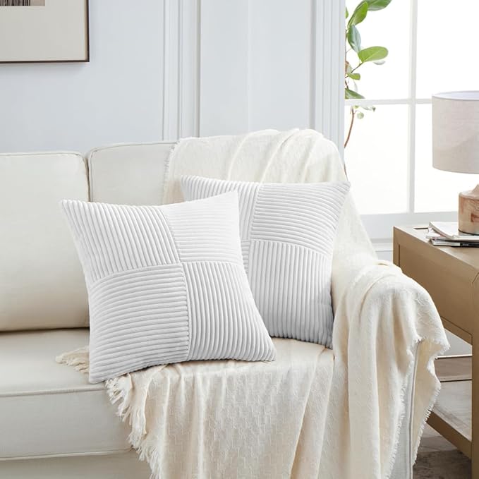 Fancy Homi 2 Packs Pure White Decorative Throw Pillow Covers 22x22 Inch - Image 6