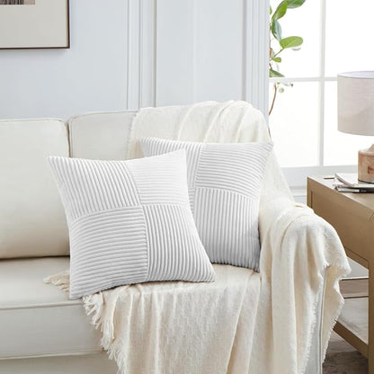 Fancy Homi 2 Packs Pure White Decorative Throw Pillow Covers 20x20 Inch - Image 6
