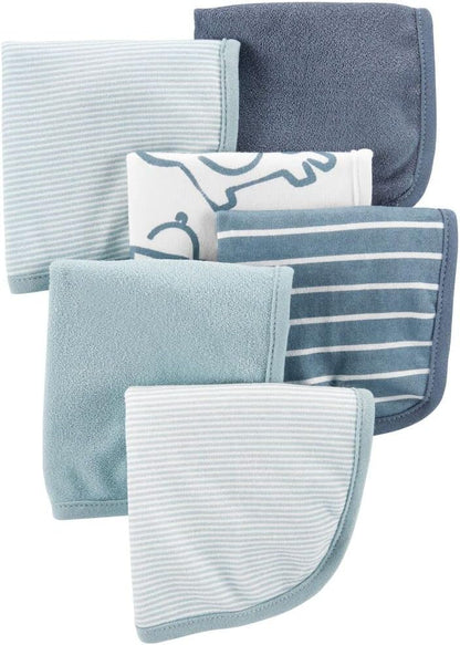 carter's 6-pack washcloths (blue/navy/stripes), main product view