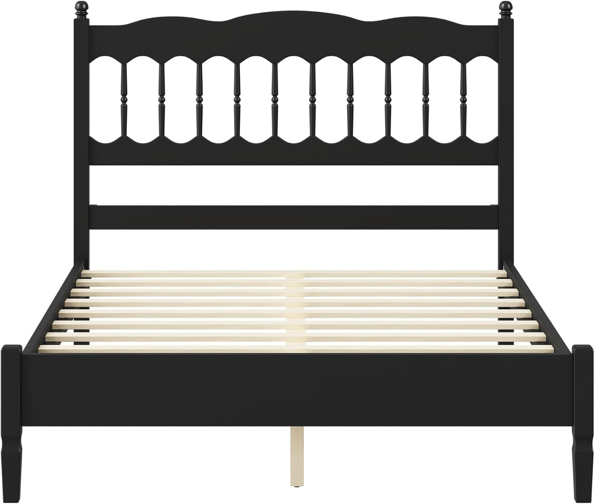 bellemave full vintage wood spindle post bed,wooden platform, close-up detail