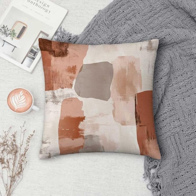 Throw Pillow Covers 18x18 Set of 2, Soft Colors Cushion Covers, Decorative - Image 4