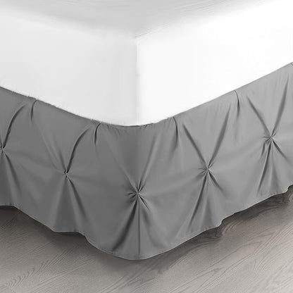 Nestl Dark Grey Bed Skirt Twin Size, Pinch Pleat Twin Bed Skirt, Hotel Quality by Nestl