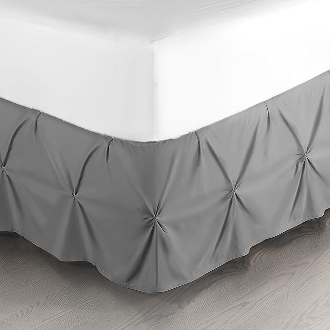 Nestl Dark Grey Bed Skirt Queen Size, Pinch Pleat Queen Bed Skirt, Hotel by Nestl