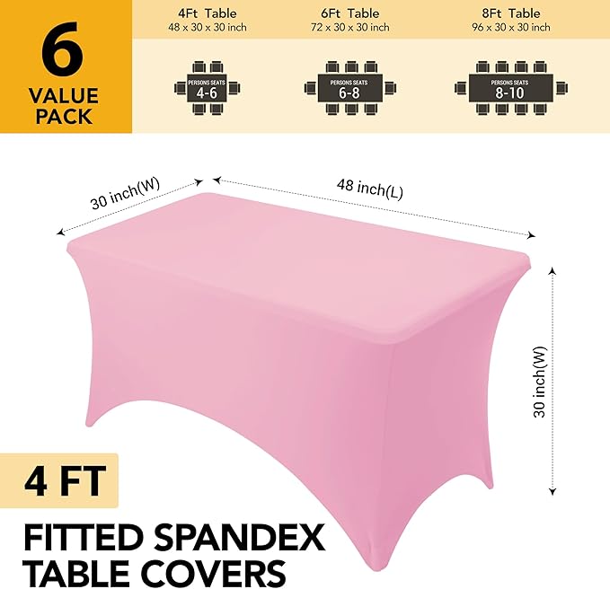 6-Pack Premium Pink Spandex Tablecloths - Image 6