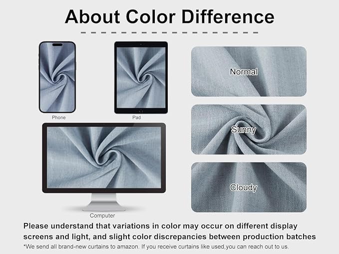Vision Home Blue Gray Pinch Pleated Full Blackout Curtains Linen Blended Room - Image 6