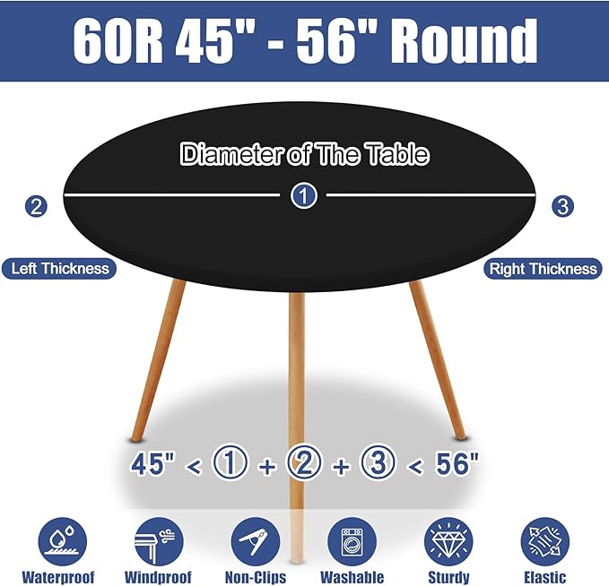 Round Spandex Tablecloth, Elastic Fitted Waterproof Tablecloths - Image 8