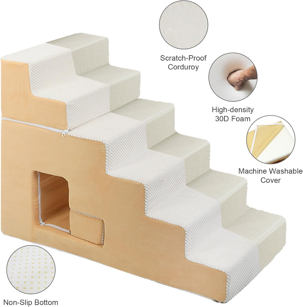 dog stairs for small dogs 27”h, 6-step dog, side view