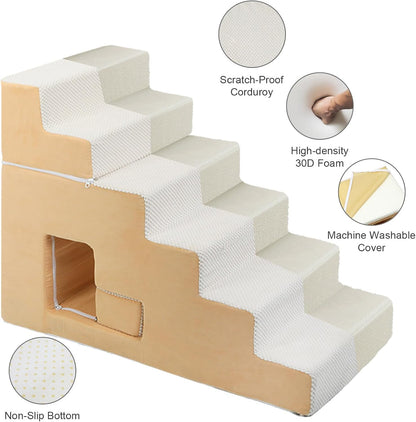 dog stairs for small dogs 27”h, 6-step dog, side view