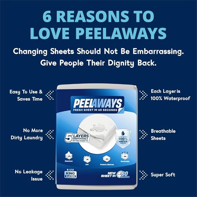 Peelaways Waterproof Disposable Bed Sheets – As Seen On Shark Tank | 5-Layer - Image 4