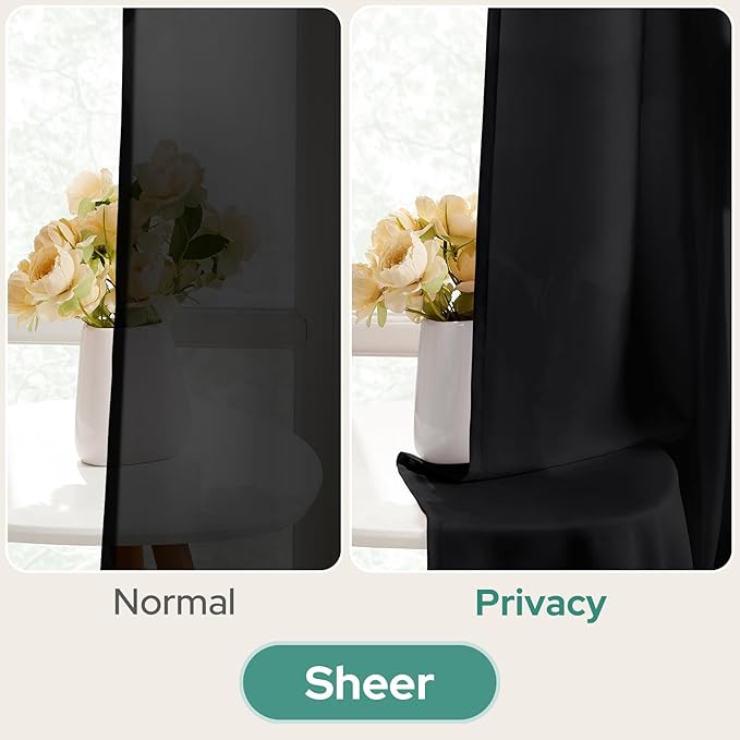 HOMEIDEAS Halloween Non-See-Through Black Privacy Sheer Kitchen Curtains 36 - Image 4