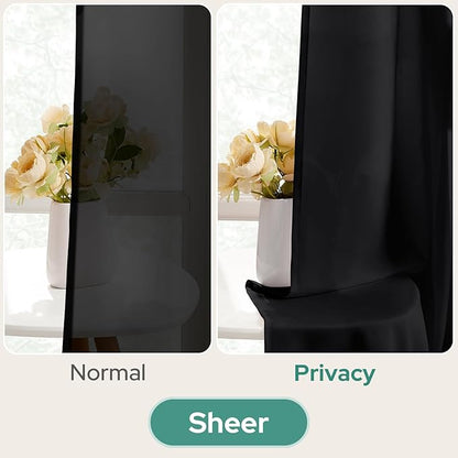 HOMEIDEAS Halloween Non-See-Through Black Privacy Sheer Kitchen Curtains 36 - Image 4