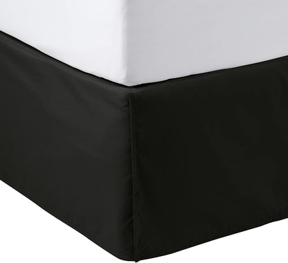 Amazon Basics Lightweight Pleated Bed Skirt, Machine Washable, Wrinkle and Fade Resistant, Queen, Black