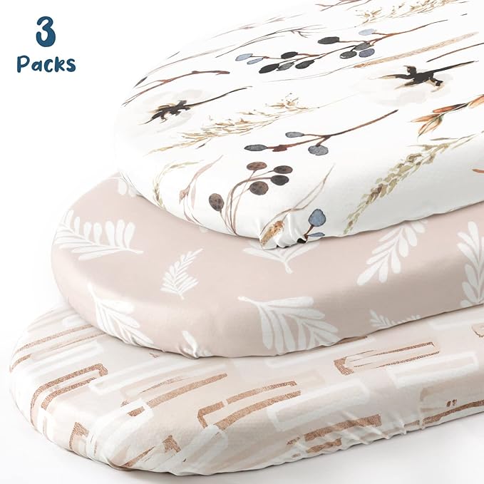 GRSSDER Stretchy Ultra Soft Fitted Bassinet Sheet Set 3 Pack, Universal Fit - Image 2