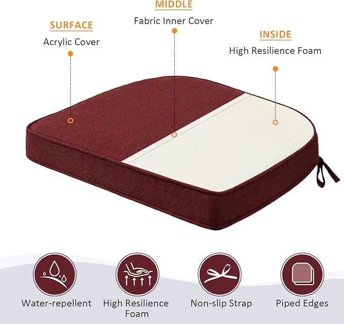 Sunbrella Round Corner Seat Cushions, Indoor Outdoor Water Repellent Universal - Image 4