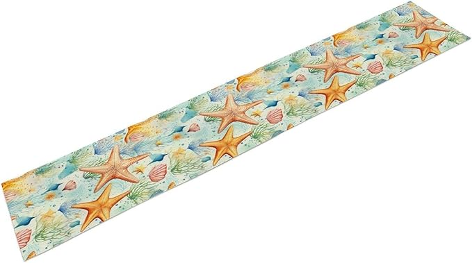 Starfish Conch Shell Table Runners, Season Coastal Marine Life Table Runners - Image 8