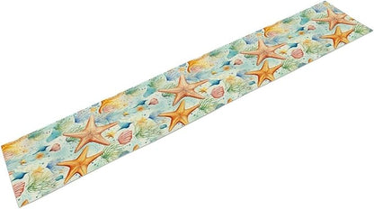 Starfish Conch Shell Table Runners, Season Coastal Marine Life Table Runners - Image 8