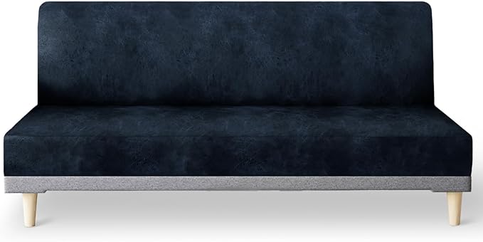 molasofa Leather Like Stretch Futon Slipcover Armless Futon Bed Sofa Cover by Molasofa