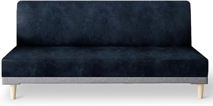 molasofa Leather Like Stretch Futon Slipcover Armless Futon Bed Sofa Cover by Molasofa