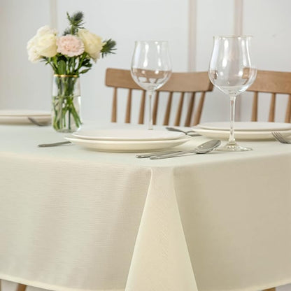 maxmill Slubby Texture Tablecloth Water Resistance Antiwrinkle Spillproof Soft - Image 2
