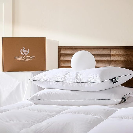 Pacific Coast Pillows Queen Size Set of 2, Goose Feather Down Pillow by PacificCoast