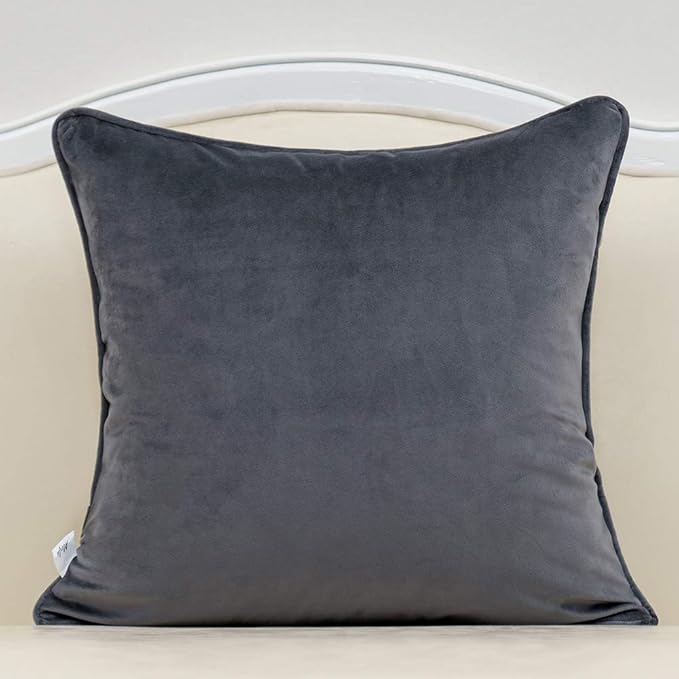 Alerfa 20 x 20 Inch Gray Silver Square Maple Leaf Pillow Embroidery Cut Velvet - Image 2
