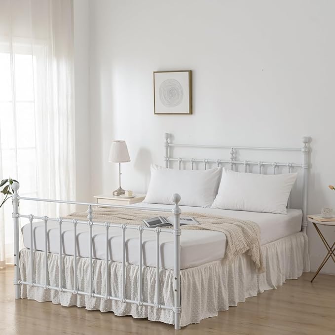 Tufted Dot Bed Skirt Full Size Ruffled Bed Skirt - Image 5