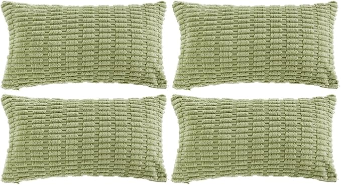 Fancy Homi 4 Packs Sage Green Decorative Throw Pillow Covers 14x24 Inch by Fancy+Homi