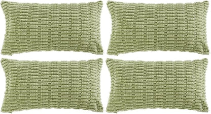 Fancy Homi 4 Packs Sage Green Decorative Throw Pillow Covers 14x24 Inch by Fancy+Homi