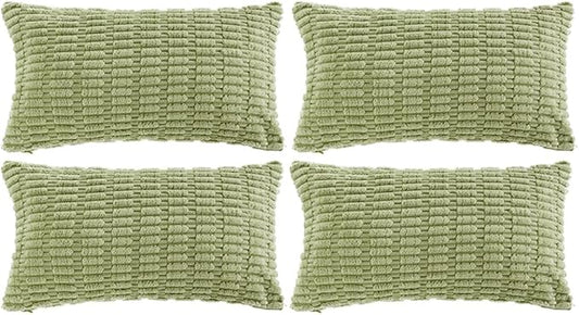 Fancy Homi 4 Packs Sage Green Decorative Throw Pillow Covers 12x24 Inch by Fancy+Homi