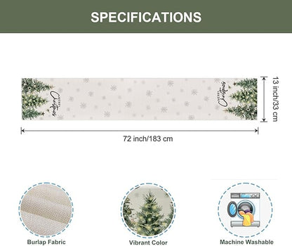 Christmas Trees Stars Table Runner 13x72 Inch Merry Christmas Cedar Snowflaks - Image 6